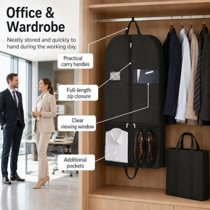 Garment Bag for Suit, 54 Inch for Men, Closet Travel, Coat Bag, Zip, Hotels - size: (2 set ) 54" Garment Bag