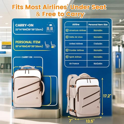 MATEIN Personal Item Travel Backpack, Carry on Bag with Electronics Case - color: Light Khaki, size: Large