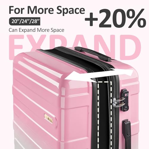 Carry on Luggage 22x14x9 Airline Approved, Expandable - color: Blush Pink, size: S (20 In Carry-on)