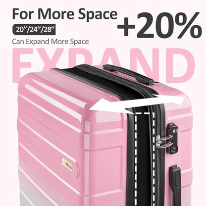 Carry on Luggage 22x14x9 Airline Approved, Expandable - color: Blush Pink, size: S (20 In Carry-on)