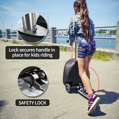 ALVOD Scooter Suitcase for Kids Ages 6-12 Kids' Luggage - style: Blue Style