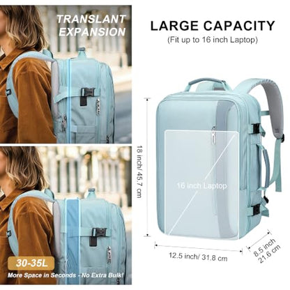 PIJUSHI Travel Backpack, TSA Carry On Bag Flight Approved, Fits 16" Laptop - color: Blue