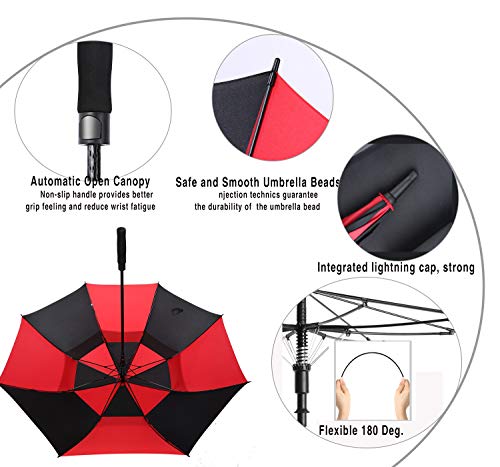 54/62/68/72 Inch Large Golf Umbrella Windproof Auto Open for Rain - color: Red/Black, size: 68 Inch