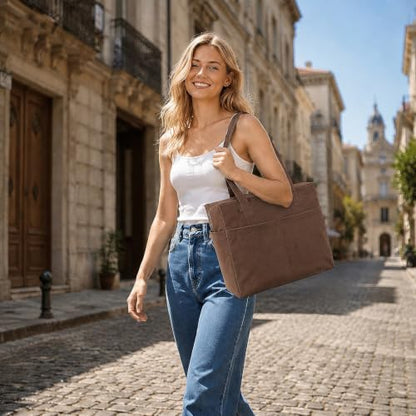 Small Cloud Tote Bag for Women,Nylon Tote Bag WIth Button Storage Bag Large-capacity Multi-pocket Tote Travel Storage Bag - color: Brown