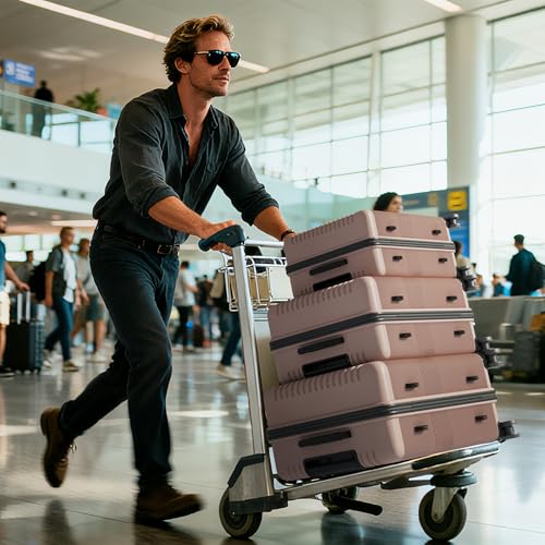 Karl home Hardshell Carry On Luggage with Spinner Wheels, Lightweight PP Hardside Small Suitcase with Built-in Lock & Smooth Zipper, 22 Inch Airline Approved, Rose Gold - color: Rose Gold, size: S (20in)