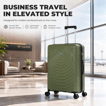 CONCEPTEN Luggage Sets 3 Piece, PP Hardshell Suitcases Set with Wheels - color: Olive Drab, size: 3 Piece Sets (21/Db/Tb)
