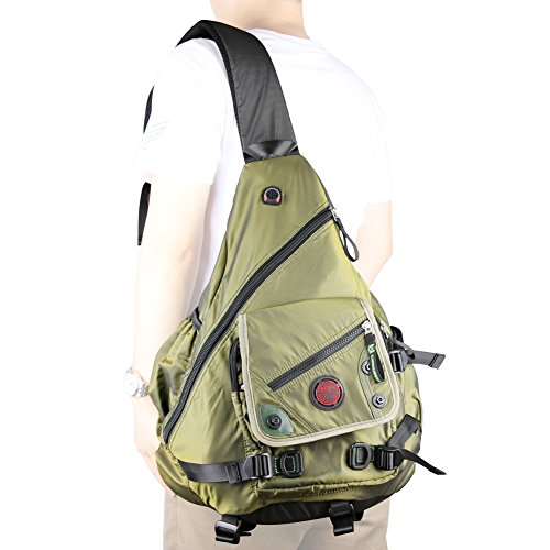 Large Sling Bag Laptop Backpack Cross Body Messenger Bag Shoulder Travel Rucksack (A-Green) - color: A-green