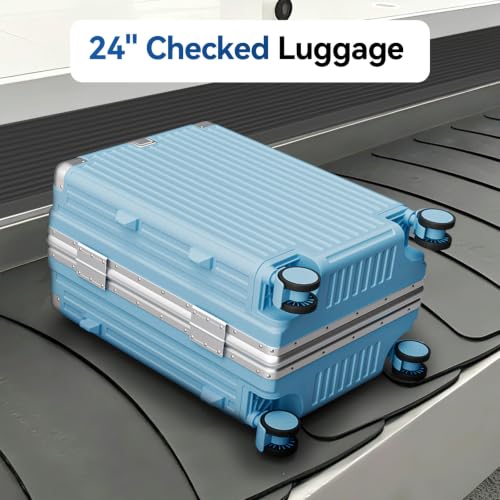 Checked Luggage, Zipperless Aluminum Frame Suitcase, Blue, 24 in - color: blue, size: 24in