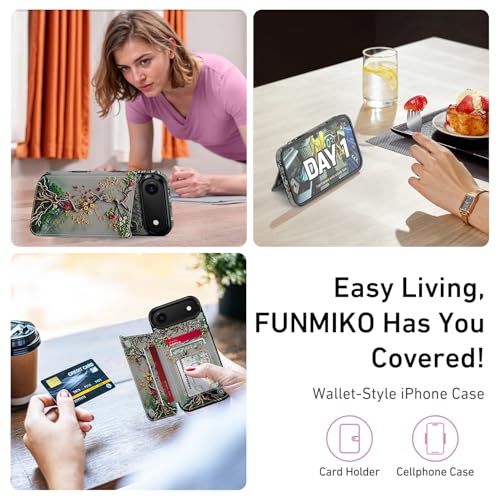 FUNMIKO for iPhone Air Wallet Case, Card Holder, RFID-Blocking - color: Blooming Tree of Life, size: iPhone 17 Air