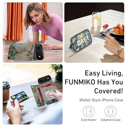 FUNMIKO for iPhone Air Wallet Case, Card Holder, RFID-Blocking - color: Blooming Tree of Life, size: iPhone 17 Air
