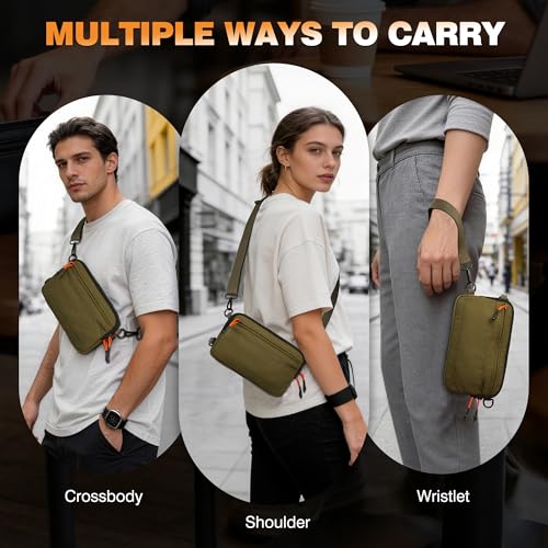 Wristlet Wallet for Women, 4-in-1 RFID Blocking Small Crossbody Bag for Men - color: Brown