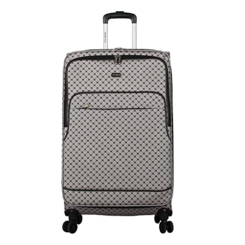 Steve Madden Designer Luggage Collection - 3 Piece Softside Expandable Lightweight Spinner Suitcase Set - Travel Set includes 20 Inch Carry on, 24 Inch & 28-Inch Checked Suitcases (Noble Black/Grey) - color: Noble Black/Grey, size: 20/24/28 Inches