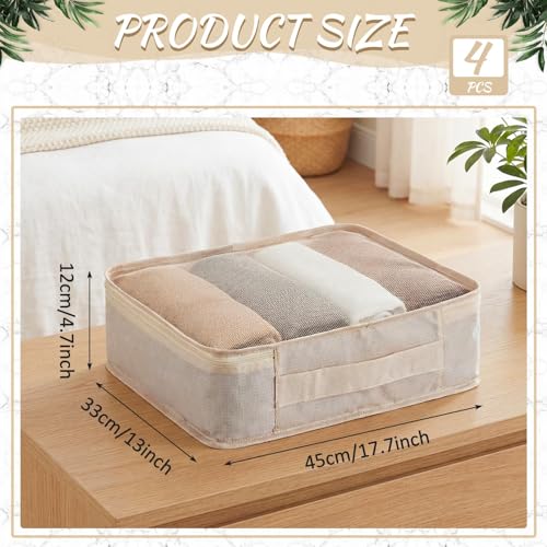Silkfly 4 Pcs XL Packing Cube for Travel Luggage,Simple,Beige - color: Beige, size: Simple