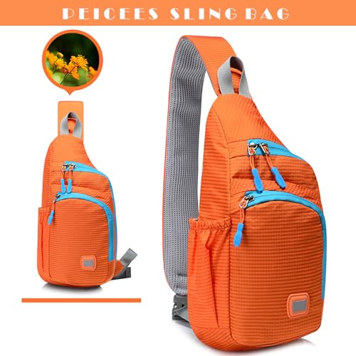 Peicees Small Sling Backpack Waterproof Unisex Shoulder Bag Chest Crossbody Daypack - color: Orange, size: Medium