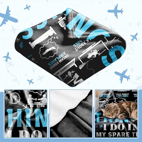 Airplant Throw Blanket,Aviation Plane Blanket,Pilot Gifts - color: Things I Do in My Spare Time, size: 60” x 80“