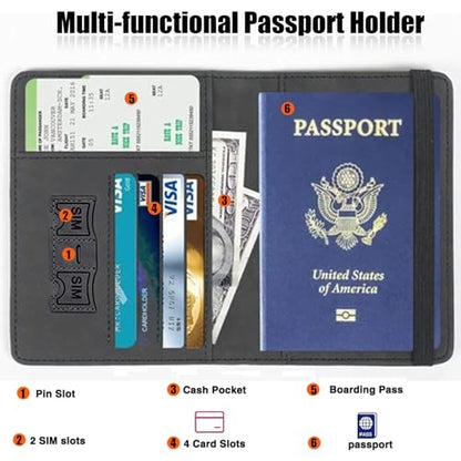Passport Cover,Multi-Functional Travel Wallet,Stylish & Durable RFID Blocking Passport Holder, Travel Essentials for Men and Women,Peacock Feather - color: Peacock Feather