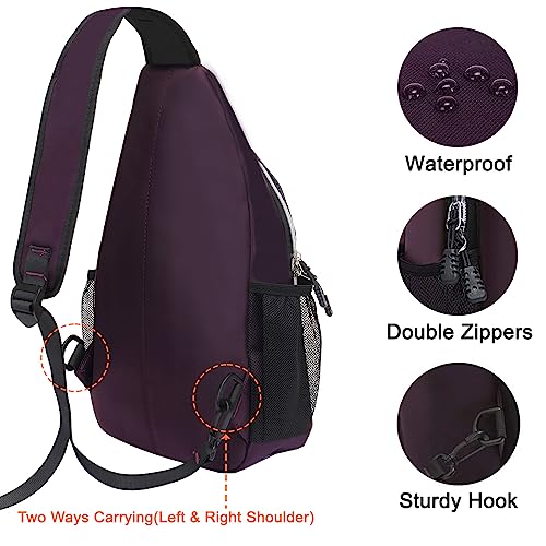 MOSISO Small Sling Bag for Men, Crossbody Shoulder Chest Daypack Bag - color: Purple