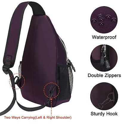 MOSISO Small Sling Bag for Men, Crossbody Shoulder Chest Daypack Bag - color: Purple
