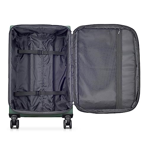 DELSEY PARIS Sky Lite 24-Inch Medium Lightweight Check-In Luggage - Water-Resistant Polyester, Dual Spinner Wheels, Multiple Exterior Pockets, Green - Softside Bag for Easy Travel - size: Checked-Medium 24 Inch