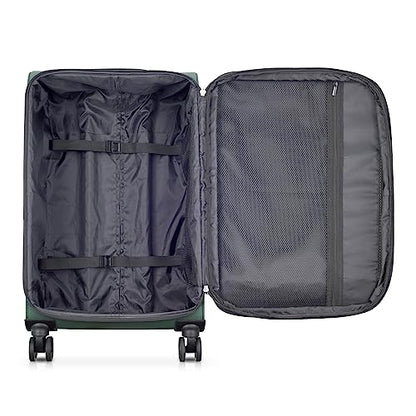 DELSEY PARIS Sky Lite 24-Inch Medium Lightweight Check-In Luggage - Water-Resistant Polyester, Dual Spinner Wheels, Multiple Exterior Pockets, Green - Softside Bag for Easy Travel - size: Checked-Medium 24 Inch