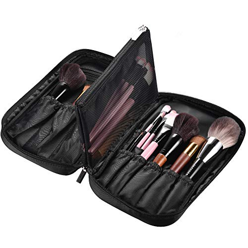 BYOOTIQUE Makeup Brush Bag Organizer Portable Multi Brush Holder Hand Bag - color: Black Multi