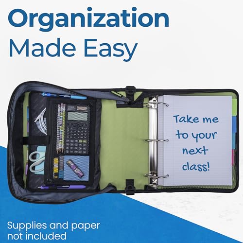 Case-it School Zipper Binder | 3-Inch O-Rings | 600-Sheet | D-146 Key Lime - color: M Green Lime, size: 1 Pack