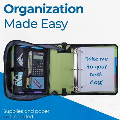 Case-it School Zipper Binder | 3-Inch O-Rings | 600-Sheet | D-146 Key Lime - color: M Green Lime, size: 1 Pack