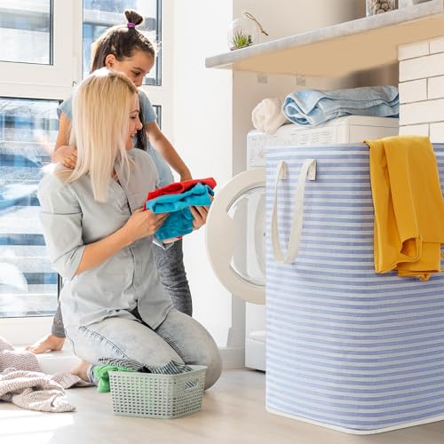 Lifewit 80L Large Laundry Baskets, Laundry Hampers Bags, 2 Pack, Grey&Blue - color: Grey-Blue, size: 80L