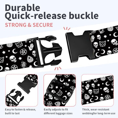 Luggage Strap for Suitcases Adjustable Travel Belt with Quick Release Buckle, Cute Travel Accessories for Suitcase Strap Gothic Style Pattern - color: Gothic Style Pattern