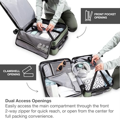 Traveler's Choice Mykel Dual Opening Polycarbonate Hardside Suitcase with Sleeve and Ergonomic Handle - color: Green
