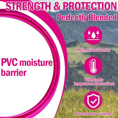 4.7mm(3/16") Steel Security Cable with Loops, Bike Lock Cable, 2Pack - color: Pink, size: 6FT-(2Pack)