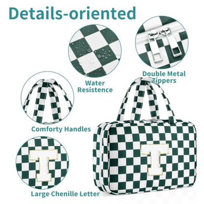 Personalized Travel Hanging Toiletry Makeup Bag Green Checkerboard T - color: Green Checkerboard, size: T