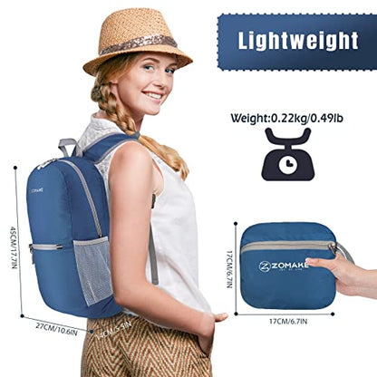 ZOMAKE Lightweight Packable Backpack, Foldable Small Travel Day Pack - color: B-royal Blue