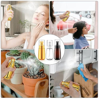 Cosywell Travel Spray Bottle 2oz 60ml 3 Pack, Brown+Clear+Gold - color: Brown+Clear+Gold, size: 2 oz