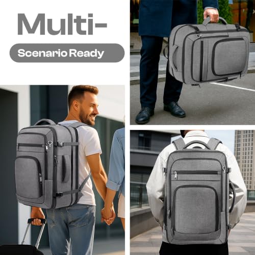 17.3" Laptop Expandable Travel Backpack, TSA Compliant Carry On - color: Grey, size: 17.3Inch