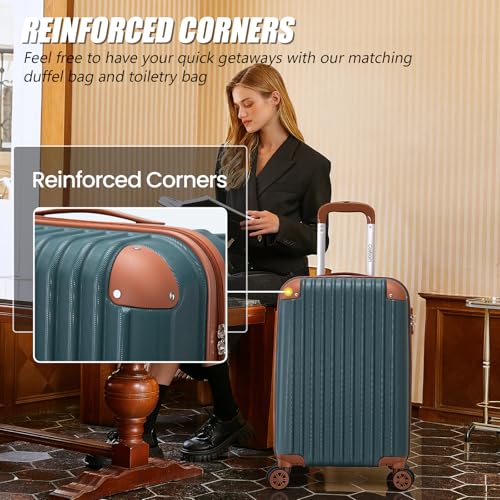 Cosbarn Luggage Sets, Lightweight Durable Hardshell, 5 piece Suitcase Sets - color: DarkGreen