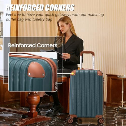 Cosbarn Luggage Sets, Lightweight Durable Hardshell, 5 piece Suitcase Sets - color: DarkGreen