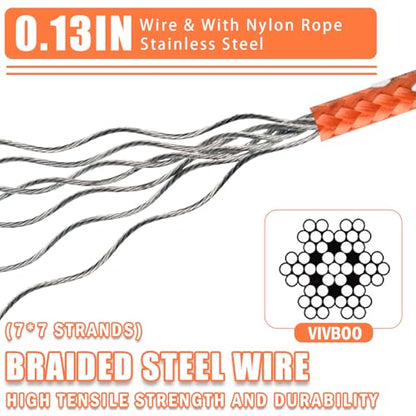0.13IN Security Steel Cable Bike Lock Cable - color: Orange, size: 15ft（1Pack）