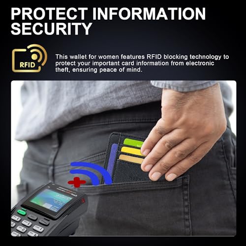 Hoewina 남성용 슬림 지갑, 신용 카드 홀더 지갑, 미니멀리스트 디자인 - RFID 차단 전면 포켓 가죽 얇은 지갑 남성 및 여성용, C-카본 파이버 블랙, 미니멀리스트 - color: C-카본 파이버 블랙