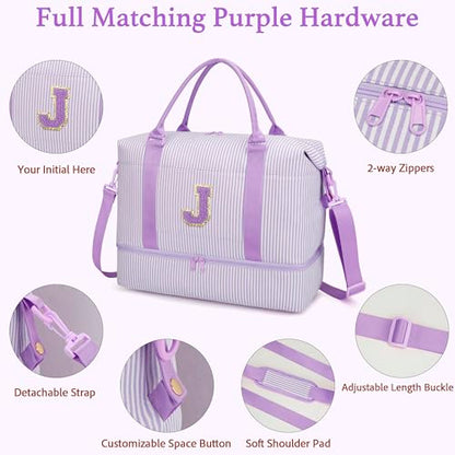 Personalized Gifts Weekender Bags for Women Travel(Purple,J) - color: Purple-J, size: J