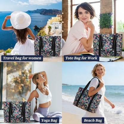 Tote Bag for Women with LaptopCompartment & Cup Holder - color: Bermuda Island-1