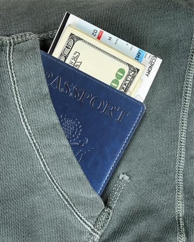 Sizobi Passport Holder for Travel Men, RFID Blocking Passport Covers Case - color: Navy blue