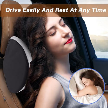 Cozy Car Headrest Pillow, Car Neck Pillow for Driving with Adjustable Strap - color: Silver