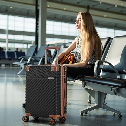 Cosbarn Luggage Sets 5 Pcs Suitcases with Wheels, 20"/24"/28",Black - color: Black, size: 5 Piece Sets (20/24/28/Db/Tb)