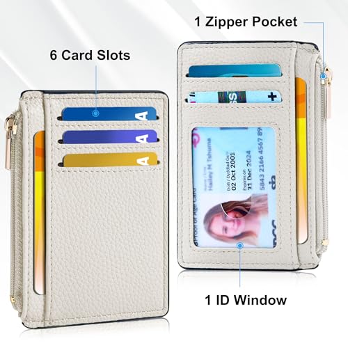 Tipmile Womens Credit Card Holder Wallet, Small Slim RFID Blocking Sleeve - color: Cream White