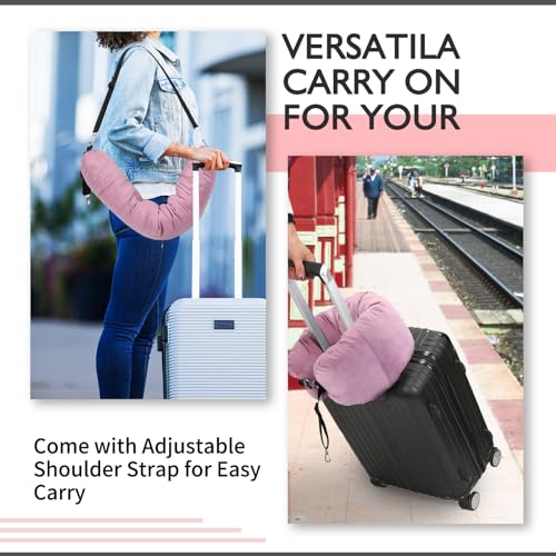Stuffable Neck Pillow for Travel, Packable Neck Pillow (Pink) - color: Pink