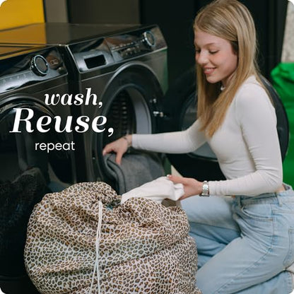 Nylon XL Laundry Bag - Locking Drawstring Closure, Machine Washable, These Large Bags Will Fit a Laundry Basket and Strong Enough to Carry up to Two Loads of Clothes (Leopard | 30" x 40") (Pack of 2) - color: Leopard, size: 30" x 40" (Pack of 2)