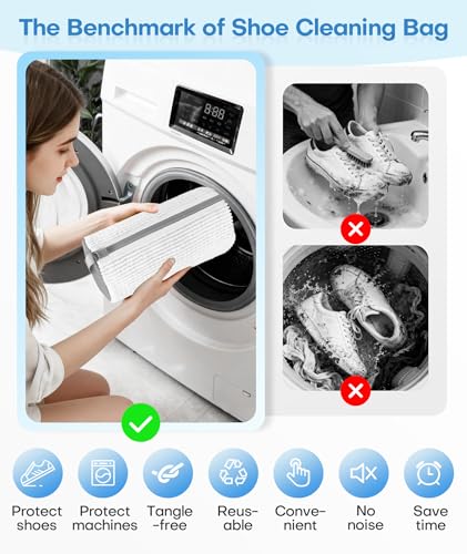 3-IN-1 Laundry & Shoe Washing Machine Bag : Laundry Shoe Bag for Washer & Dryer,Shoe Cleaning Bag for Sneakers,Tennis,Self-locking Zipper & Microfiber,Include 3 Laundry Bag & 2 Shoe Bag (White 2PC) - color: White 2PC