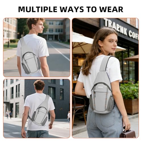 Crossbody Sling Bag, Lightweight Travel Sling Backpack with RFID Blocking - color: Grey