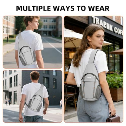 Crossbody Sling Bag, Lightweight Travel Sling Backpack with RFID Blocking - color: Grey